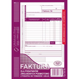 Druk MiP Faktura dla Zwolnionych z VAT A5/80